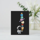 Astronaut mit Planet Scoops Interstellar Eiscreme Postkarte (Stehend Vorderseite)