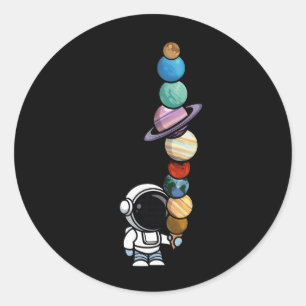 Astronaut mit Planet Scoops Interstellar Eiscreme Runder Aufkleber
