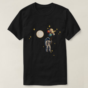 Astronaut mit Planetenballons Lustiges Weltraumd T-Shirt