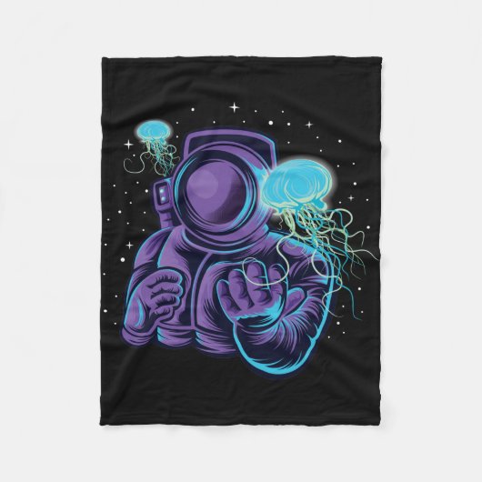 Astronaut mit Quallen Fleecedecke (Vorderseite)