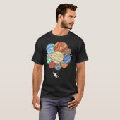 Astronaut mit Raumplanetballons T-Shirt (Vorne ganz)