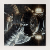 Astronaut mit Reflektion des UFO Puzzle (Horizontal)