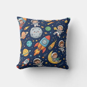 Astronaut Mond Rakete Wurf Kissen