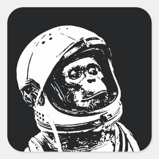 Astronaut Monkey Quadratischer Aufkleber (Vorderseite)