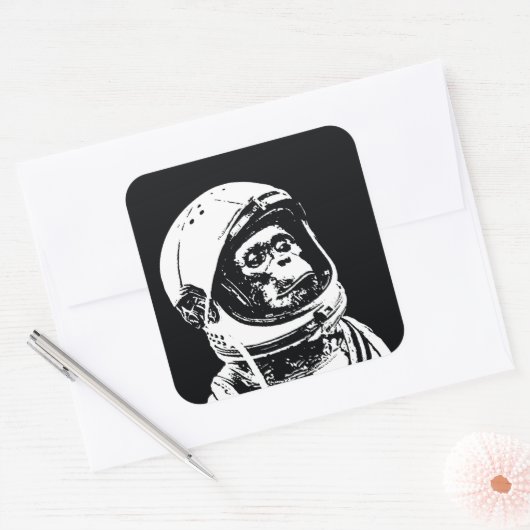 Astronaut Monkey Quadratischer Aufkleber (Umschlag)