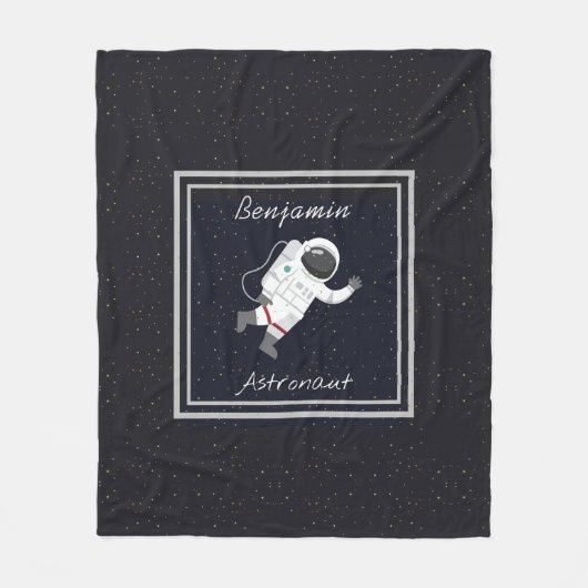 Astronaut Monogram Kids Outer Space Modern Trendy Fleecedecke (Vorderseite)
