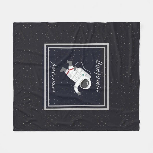 Astronaut Monogram Kids Outer Space Modern Trendy Fleecedecke (Vorderseite (Horizontal))