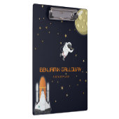 Astronaut Monogram Moon Rocket Kids Cosmic Trendy Klemmbrett (Rechts)