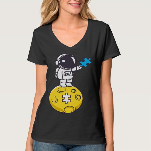 Astronaut Moon Autism Puzzle Autistic Child Autism T-Shirt (Vorderseite)