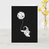 Astronaut Moon Balloon Karte (Gelbe Blume)