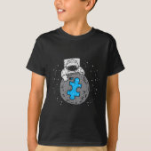 Astronaut Moon Blue Puzzle Piece Autismus Bewussts T-Shirt (Vorderseite)