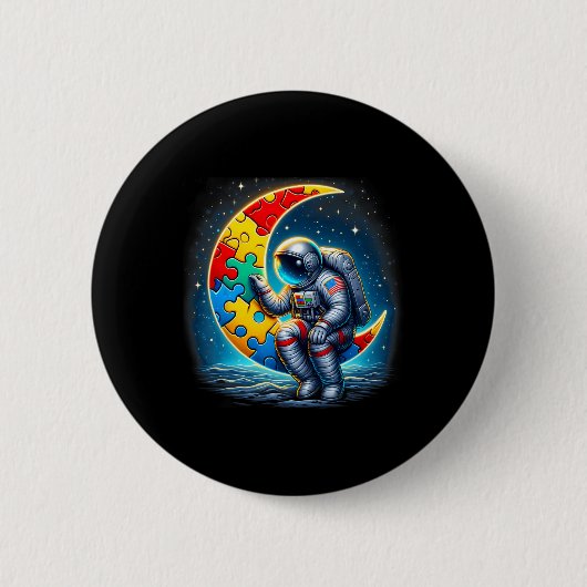 Astronaut Moon Bylloon Autismus Awareness Autistic Button (Vorderseite)
