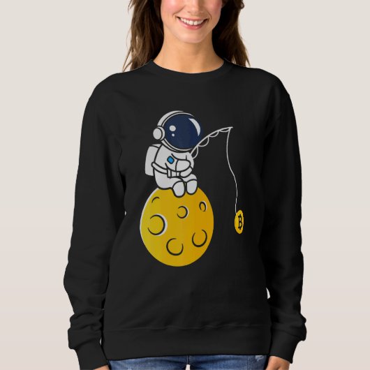 Astronaut Moon Fishing BTC Crypto Cryptocurrency B Sweatshirt (Vorderseite)
