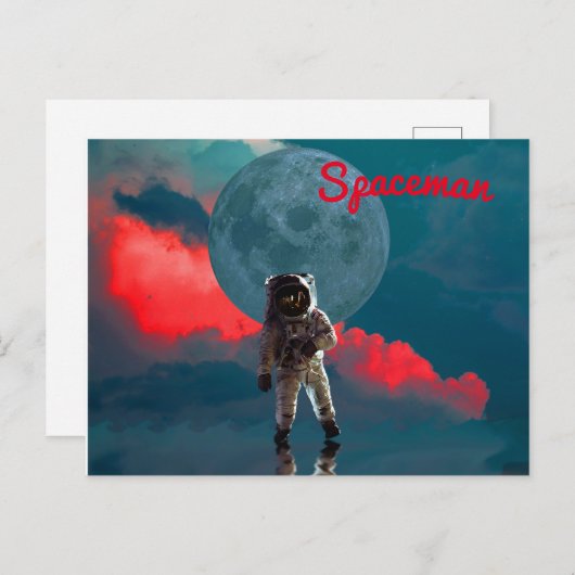 Astronaut Moon Spaceman Postkarte (Vorne/Hinten)