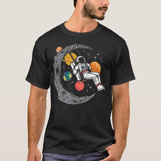 Astronaut Moon Swing Planets Space Galaxy Frauen K T-Shirt (Vorderseite)