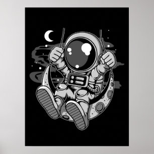 Astronaut Moon Swing Poster