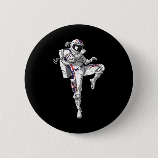 Astronaut Muay Thai Boxing Karate Kickboxing Marti Button (Vorderseite)