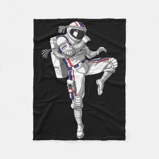 Astronaut Muay Thai Boxing Karate Kickboxing Marti Fleecedecke (Vorderseite)