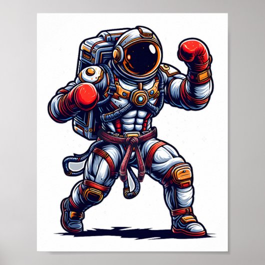 Astronaut Muay Thai Boxing Karate Kickboxing Marti Poster (Vorne)