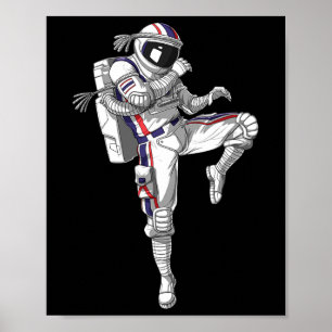 Astronaut Muay Thai Boxing Karate Kickboxing Marti Poster