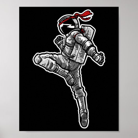 Astronaut Muay Thai Boxing Karate Kickboxing Poster (Vorne)