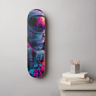 Astronaut Neon Graffiti Art - Limited Edition Skateboard