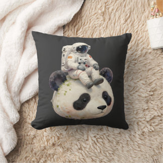 Astronaut on a Space Panda Surreal Weird and Fun Kissen