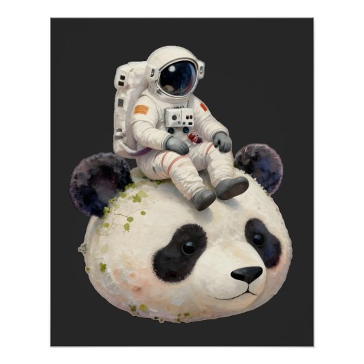 Astronaut on a Space Panda Surreal Weird and Fun Poster (Vorderseite)