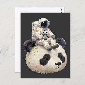 Astronaut on a Space Panda Surreal Weird and Fun Postkarte