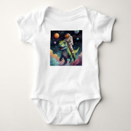 Astronaut on Dino in Space Baby Strampler