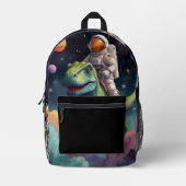 Astronaut on Dino in Space Bedruckter Rucksack (Vorderseite)