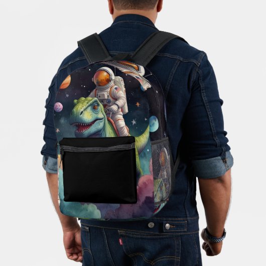 Astronaut on Dino in Space  Bedruckter Rucksack (Insitu (Modell))