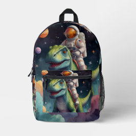 Astronaut on Dino in Space Bedruckter Rucksack