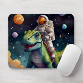Astronaut on Dino in Space Mousepad