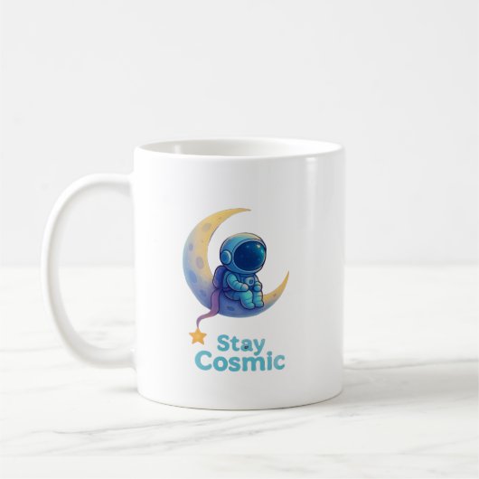 Astronaut on Moon Mug – Stay Cosmic Space Gift Kaffeetasse (Links)