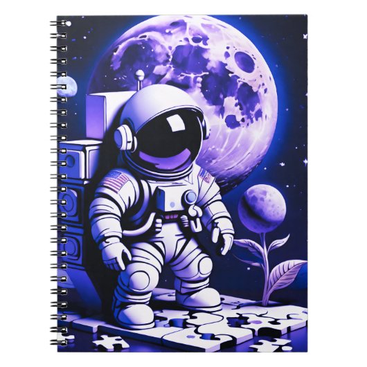 Astronaut on top of a puzzle notizblock (Vorderseite)