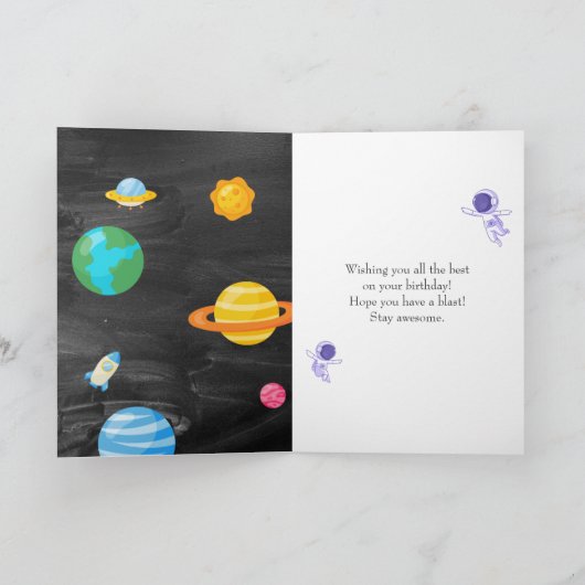 Astronaut Outer Space 2. Geburtstag Karte (Innenseite)