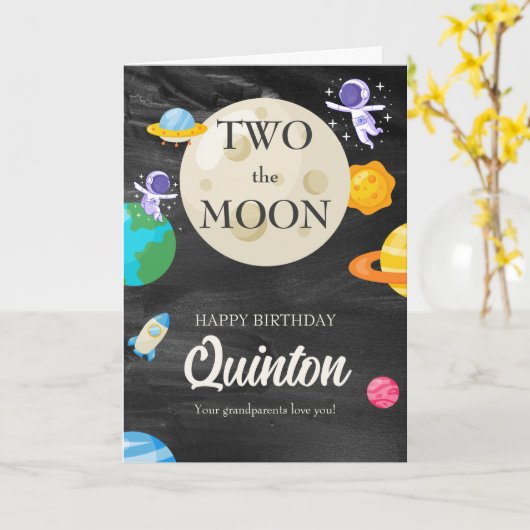 Astronaut Outer Space 2. Geburtstag Karte (Gelbe Blume)