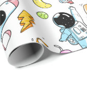 Astronaut Outer Space Baby Boy Geschenkpapier (Rolleneckpunkt)