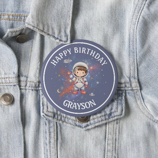 Astronaut Outer Space Boy Birthday Button (Beispiel)