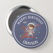 Astronaut Outer Space Boy Birthday Button (Vorne & Hinten)