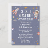Astronaut Outer Space Boy Birthday Invitation Einladung (Vorderseite)