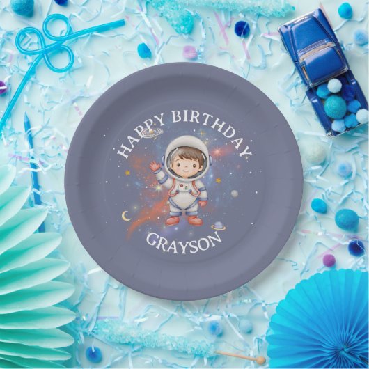 Astronaut Outer Space Boy Birthday Pappteller (Party)