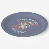 Astronaut Outer Space Boy Birthday Pappteller (Schrägansicht)