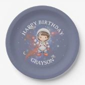 Astronaut Outer Space Boy Birthday Pappteller (Vorderseite)