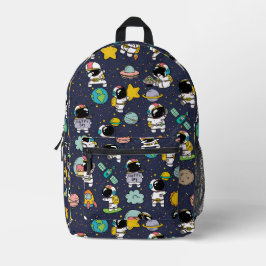 Astronaut Outer Space Cartoon Bedruckter Rucksack