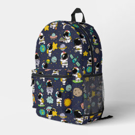 Astronaut Outer Space Cartoon Bedruckter Rucksack