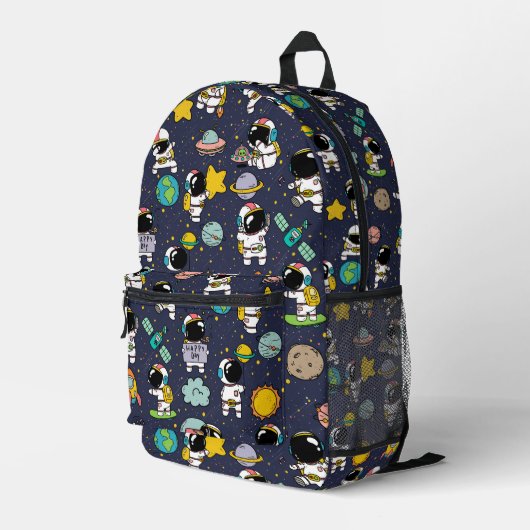 Astronaut Outer Space Cartoon Bedruckter Rucksack (Rückseitige Ecke Rechts)