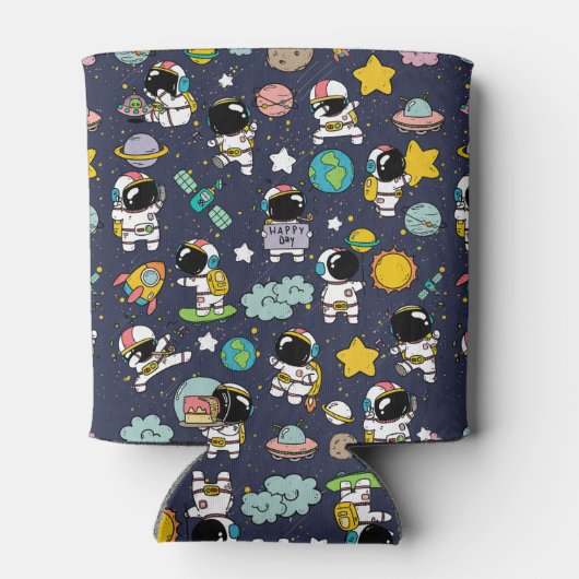 Astronaut Outer Space Cartoon Dosenkühler (Rückseite)
