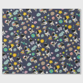Astronaut Outer Space Cartoon Geschenkpapier (Flach)